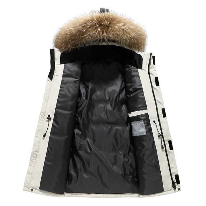 Doudoune Capuche Fausse Fourrure Homme Hiver Veste Chaude Epaisse