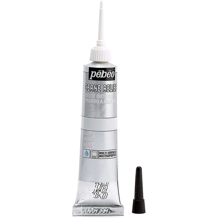 Cerne relief - Pébéo - Argent - Tube 20 ml - Embout applicateur fin ...