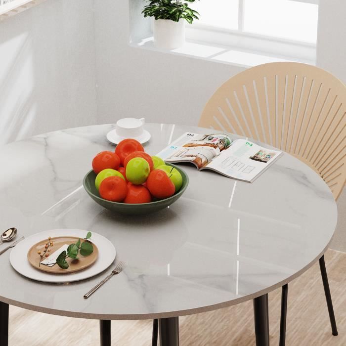 Table de Salle à Manger avec Rallonge - UNHO - Pierre Frittée - Blanc -  130-160cm - Cdiscount Maison