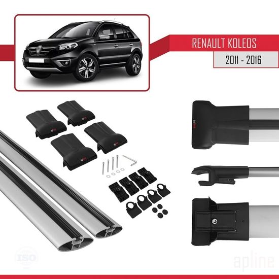 Barres De Toit Transversales Pour Renault Koleos 2017+ | Marque Turtle | Neuf Avec Garantie 2 Ans