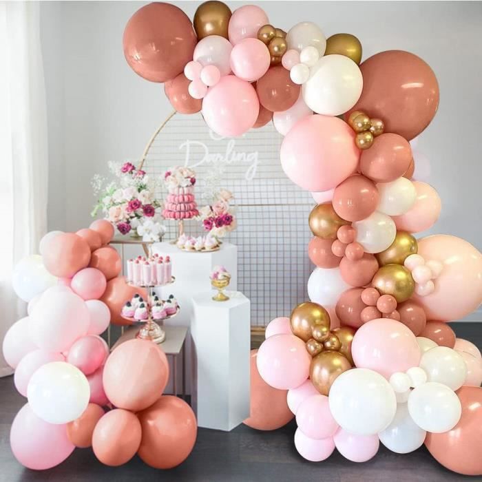 Kit de ballons roses rétro en arc, guirlande en métal doré, décorations de  fête d'anniversaire, de réception de bébé - AliExpress
