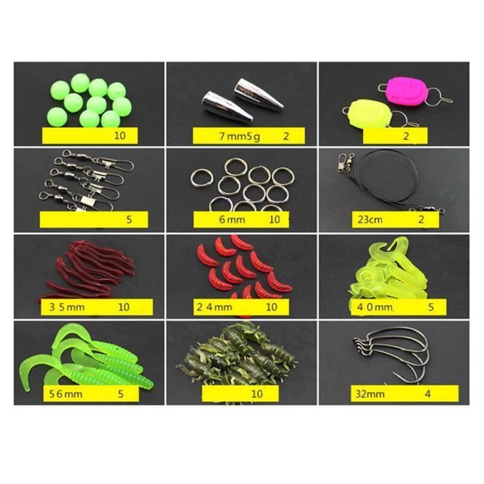 Kit De Pêche 106 Pièces - Leurres Durs, Souples, Accessoires - Pour Mer Et Rivière