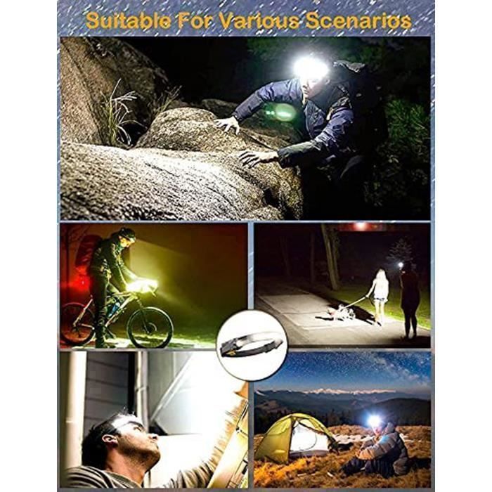 Lampe Frontale LED Rechargeable, Faisceau Large COB Et Projecteur Phare Etanche A 5 Modes Avec Capteur De Mouvement Pour Course De Nuit 98809185
