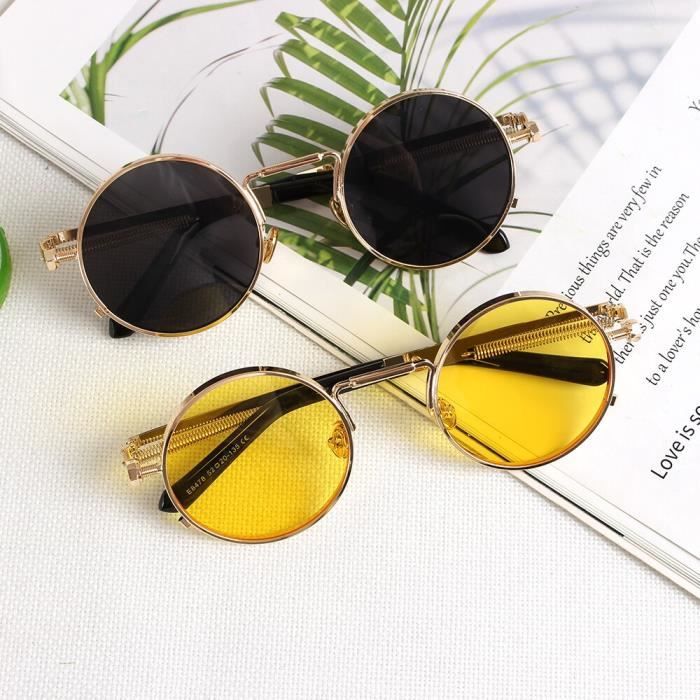 Lunettes de Soleil adulte R tro vapeur Punk Style cercle Vintage rond rabattable lunettes de soleil femmes hommes UV400 Type 1