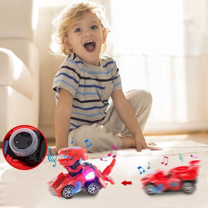 Highttoy Voiture Dinosaure Transformable pour Enfants 3-6 Ans, Voiture  Transformateur Jouet Enfant Electrique Voiture Transfo
