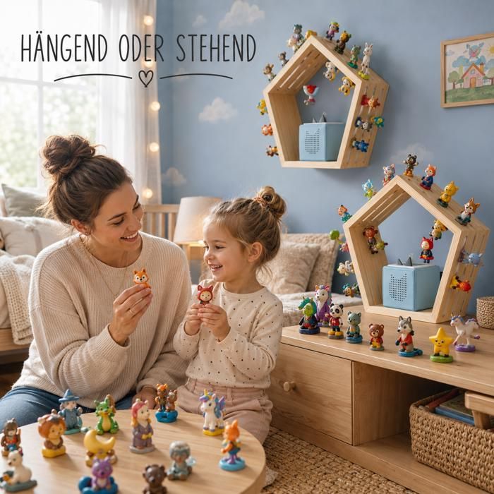 Étagère Magnétique Murale Pour Toniebox – Rangement Tonies Jusqu'à 18 Figurines – Support Compatible Toniebox – Bois Décoratif Chambre Enfant