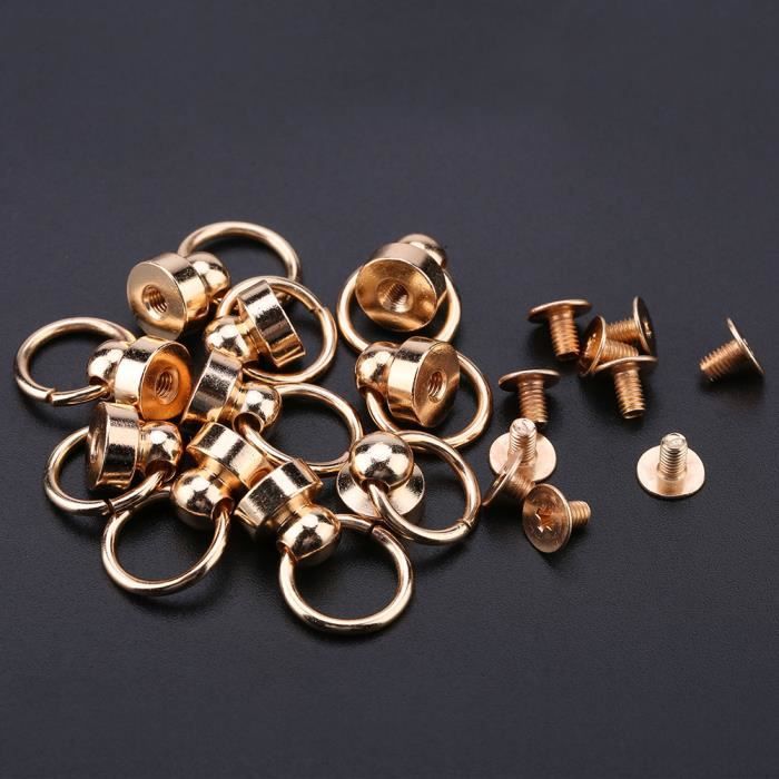 KAYRAM 10 Boutons Vis Laiton Pur Tête Ronde – Rivets Fermoirs Sac 5/6/7/8/9/10 Mm, Accessoires Couture Cuir & Vêtement Artisanat (9mm)