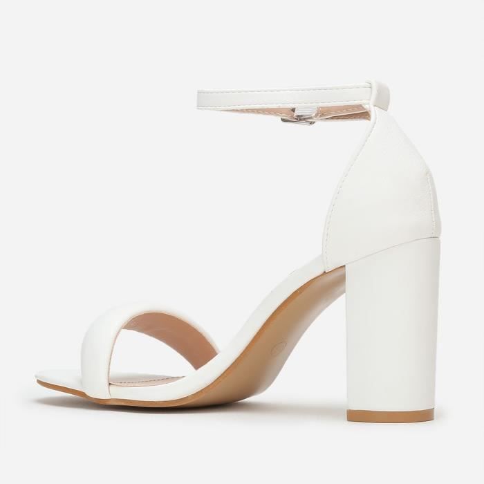 Sandale blanche talon carré cheap