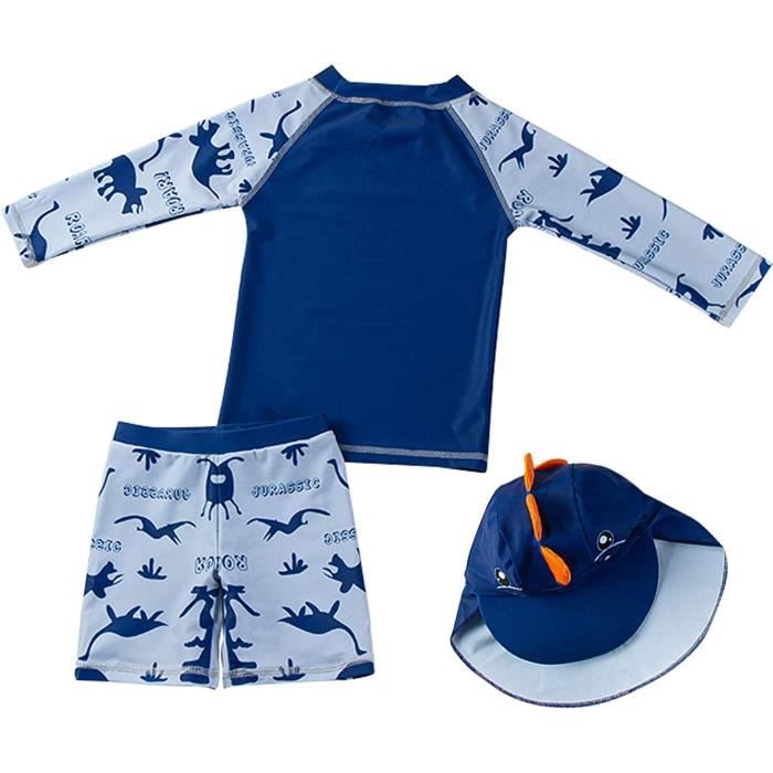 Maillot De Bain Une Pièce Bébé Anti-UV Manches Longues + Chapeau - Protection UPF 50+ - Pour Piscine Et Plage