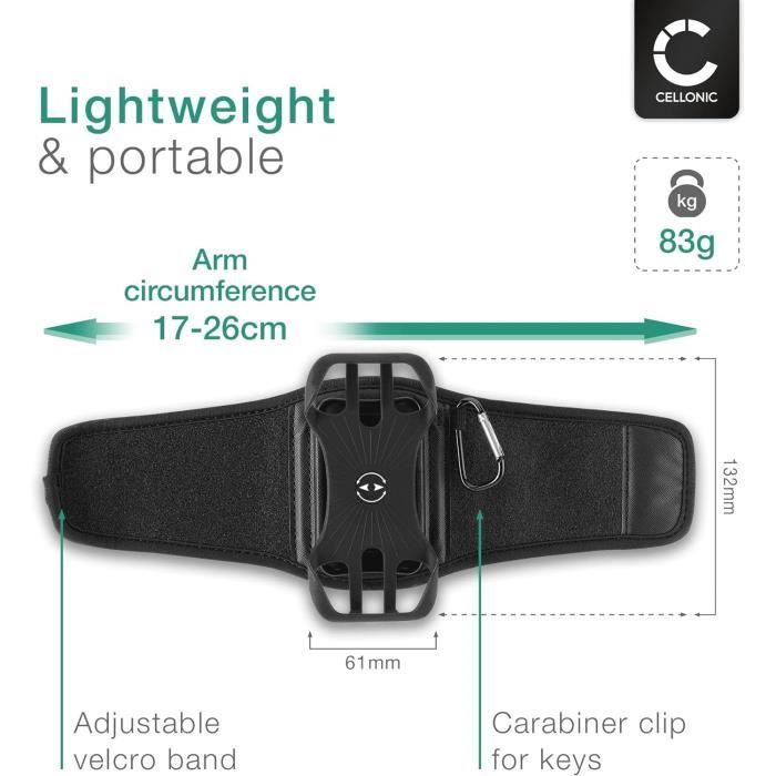 Brassard De Sport HAMA Pour Smartphone Jusqu'à 5,5" - Taille XXL (8x1,2x15,7 Cm) - Avec LED De Sécurité Et Scratch Réglable - En Lycra Noir/gris