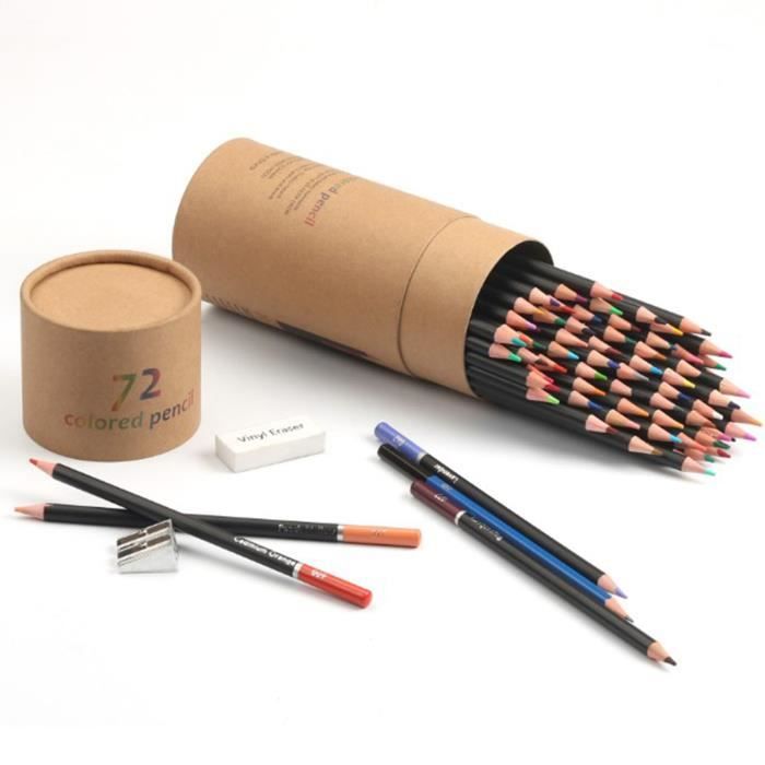 SUC-crayons de couleur grasse 72 Crayons de Couleur avec Gomme