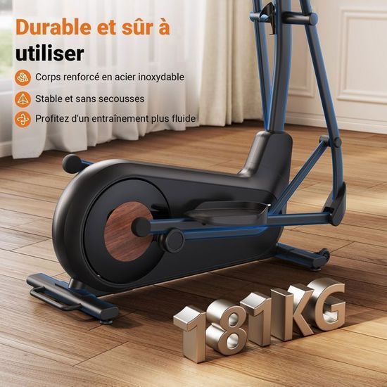 Vélo Elliptique MERACH Pour Maison - Ultra Silencieux, Résistance Magnétique 16 Niveaux, écran LCD, Capteur Pouls, Appli Dédiée - Charge 120 Kg