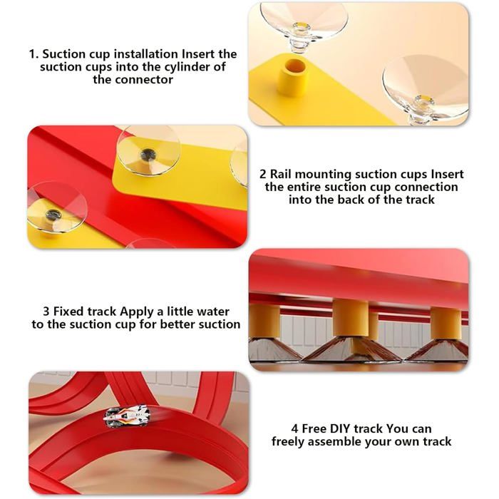 Circuit Voiture Enfant Flexible 5M, Piste Automobile Inertie Avec 4 Voitures & 12 Ventouses, Jeu De Course Pour Enfants 3+ Pour à - Jeux - Jouets