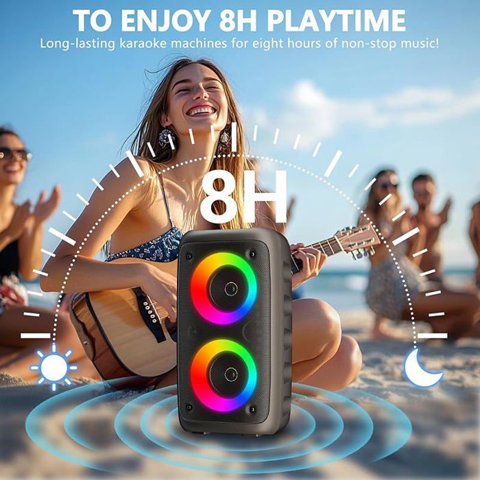 Karaoké Adulte (2025 Nouvelle Génération) | Enceinte Karaoke avec 2 Micro sans Fil | Compatible