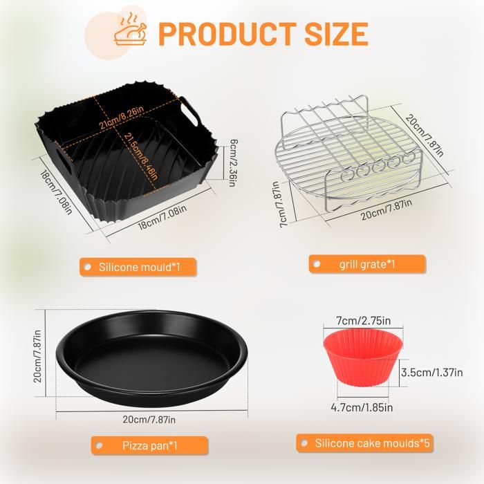Moules Silicone Pour Air Fryer Philips – Lot De 2 + Pinces – Compatible HD9252, HD9255, HD9200 - 4