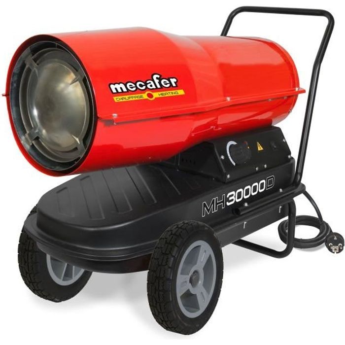 MECAFER Chauffage de chantier / Canon à air chaud Diesel / Fioul avec turbine incorporée 30000 W MH30000D