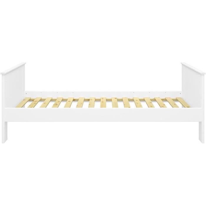 ALBA Lit enfant - MDF laqué blanc - l90 x L200 cm