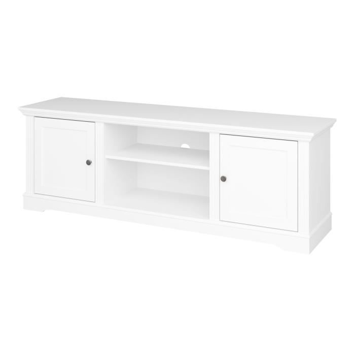 VENICE Meuble TV 2 portes - Laqué blanc - L 160 x P 40 x H 54 cm