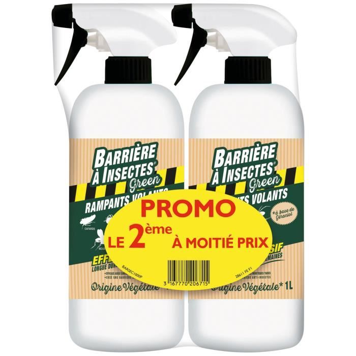 BARRIÈRE À INSECTE Répulsif insectes rampants volants prêt à l'emploi - Lot 2x1 L