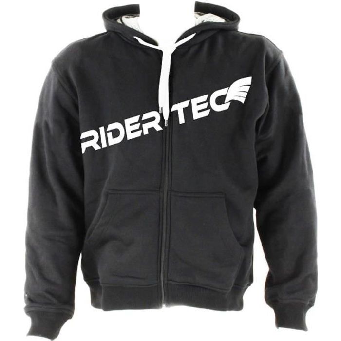 RIDER-TEC Sweat avec Protection Kevlar à Capuche Noir Mixte