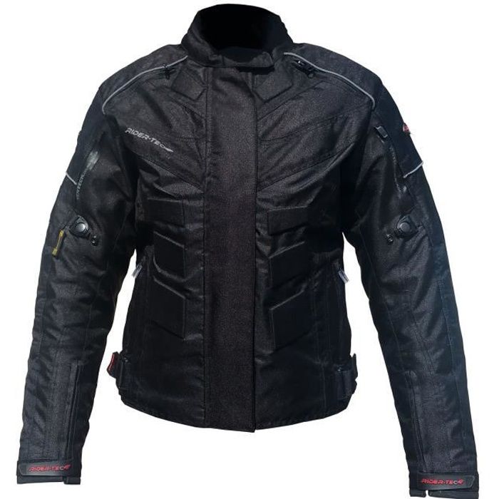 RIDER-TEC Blouson moto femme, homologué CE, Noir