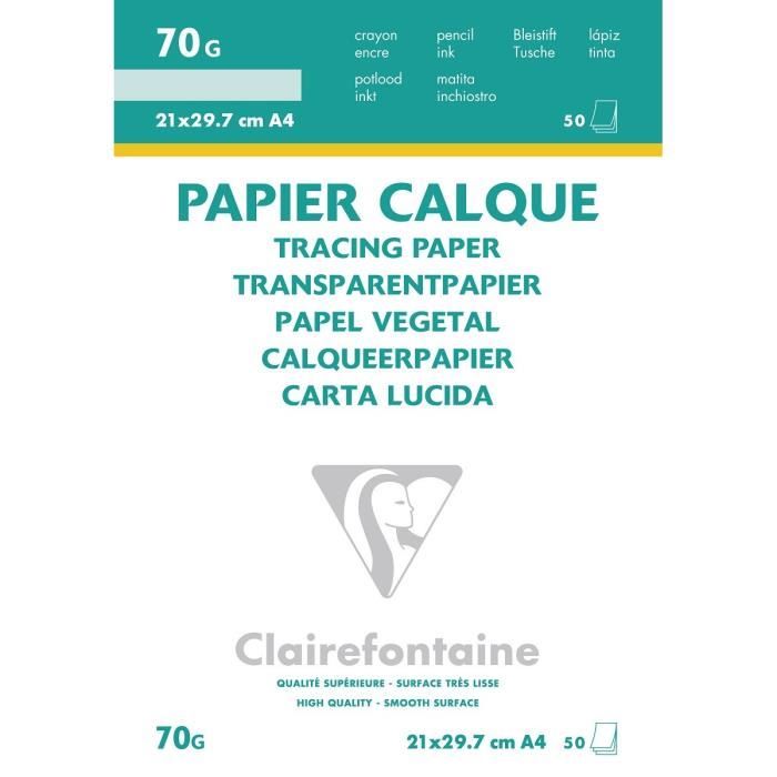 CLAIRE FONTAINE Bloc Calque Supérieur A4 50F - Cdiscount Beaux-Arts et ...