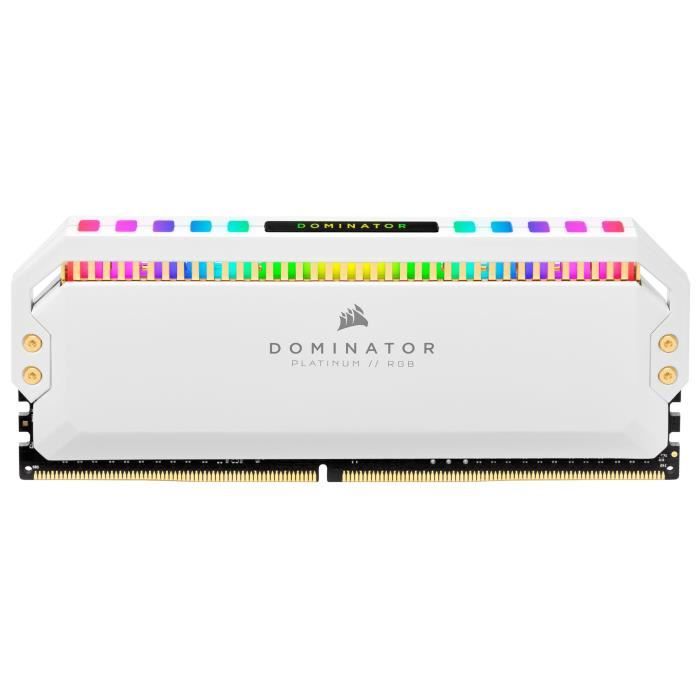 CORSAIR Memoire PC DDR4 DOMINATOR PLATINUM RGB 16GB 2x8GB 3200 MHz C16 White CMT16GX4M2C3200C16W Cdiscount Informatique