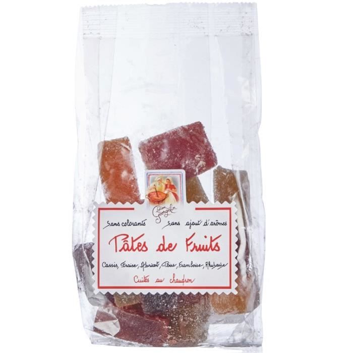 Pâtes de Fruits "barre" 6 parfums 200g(AbricotFraiseFramboiseCassis