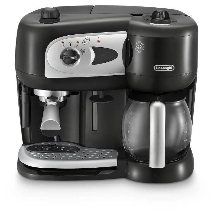 Machine Expresso combiné pompe - DELONGHI - BCO261B.1 - 15 bars - Dosettes et Café moulu - Noir et b