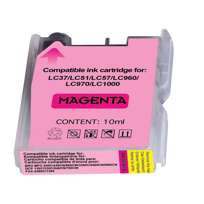 Lot De 12 Cartouches Compatibles Brother LC970 / LC980 / LC1280 - Multicouleur, Jet D’encre