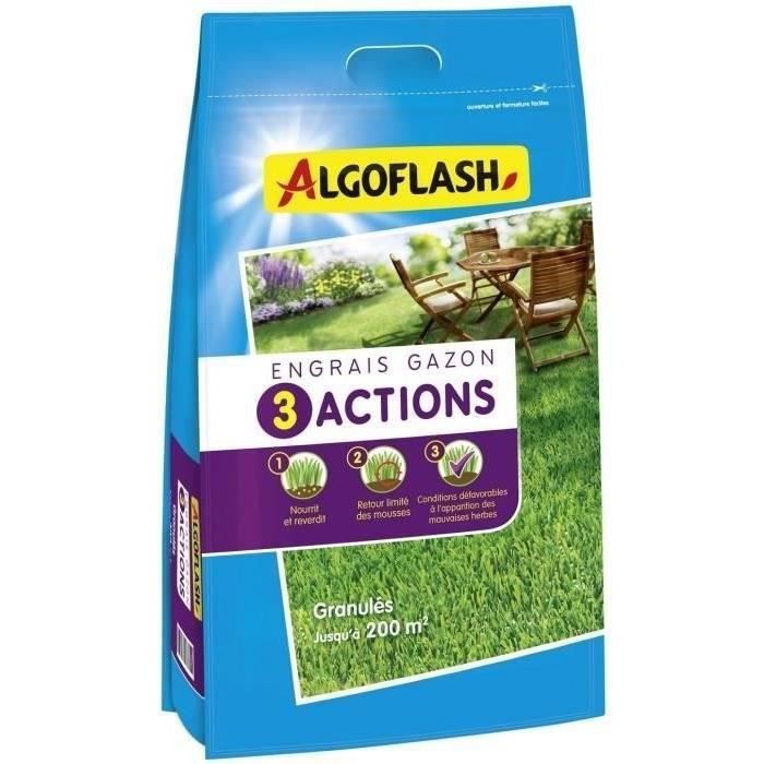 Engrais Gazon - ALGOFLASH NATURASOL - 3 Actions - 10 kg