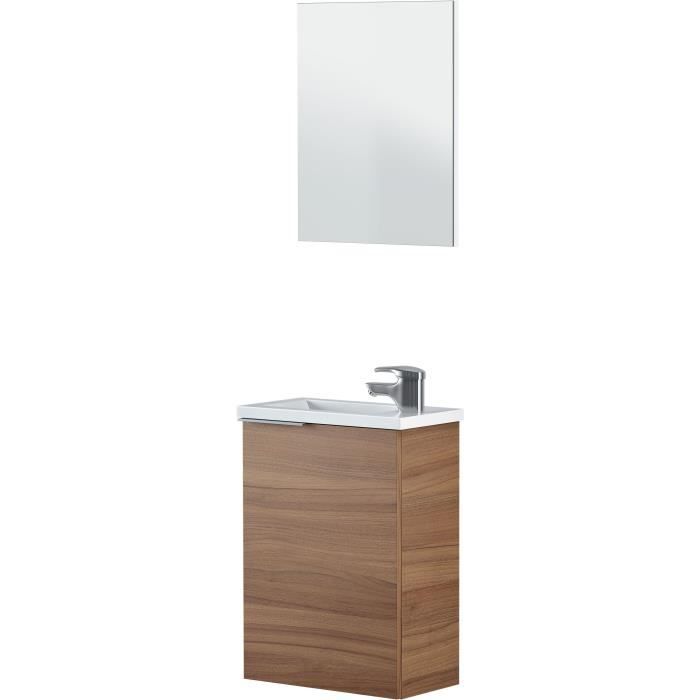 Meuble Lave Main 40 Cm 1 Porte Et 1 Tiroir Vasque Decor Acacia