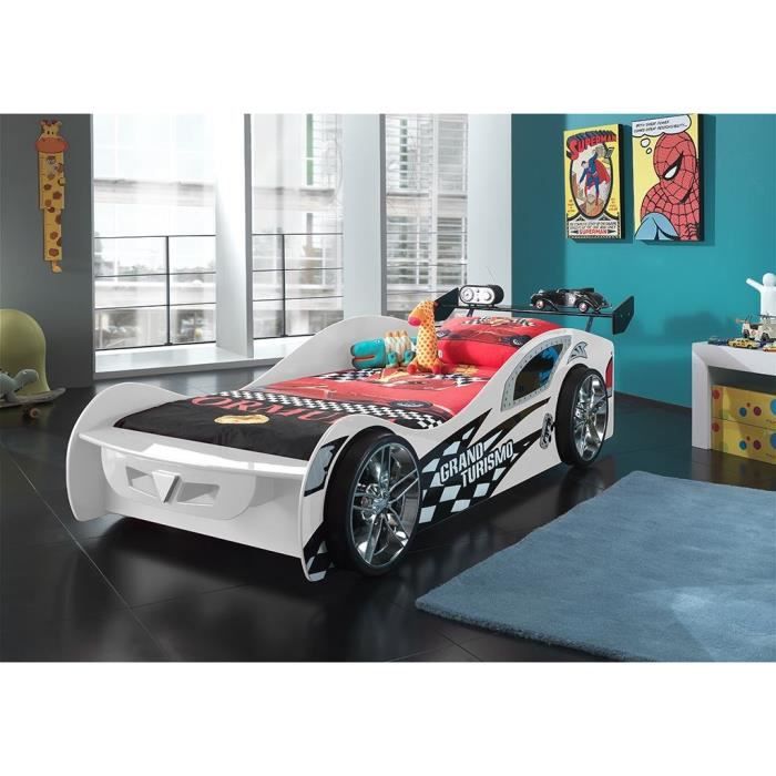 Fun Lit Voiture Enfant 90x200 Cm Blanc Achat Vente Structure