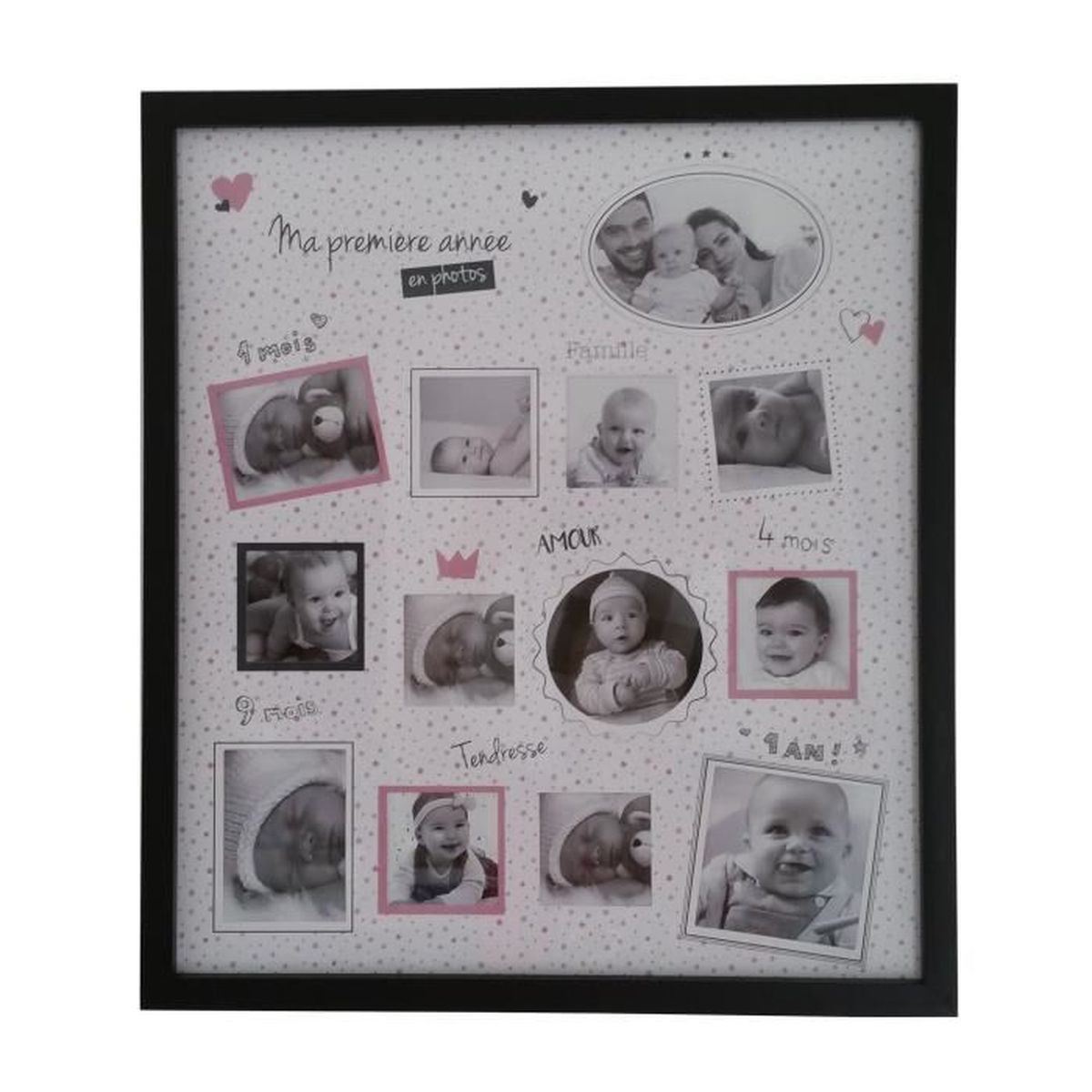 Cadre Photo Pele Mele Bebe Ma 1ere Annee Modele Fille Cdiscount Maison