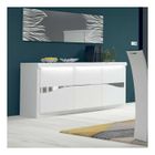 TOUSMESMEUBLES Buffet 3 portes Blanc laqué/ leds - ESPRIT - L200 x l57 x H88 cm