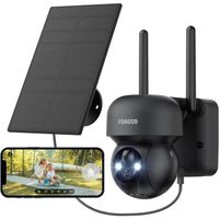 2K Camera Surveillance Wifi Exterieure Sans Fil, 360°Ptz Camera Surveillance Sur Batteries-Solaire, Vision Nocturne Couleur, Détecti