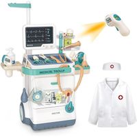 Kit de Médecin Pour Enfants 26 Accessoires De Simulation de Station Médicale Pour Garçons Et Filles Chariot Mobile Avec