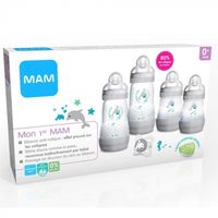 Kit de naissance MAM - Biberon Anti-Colique Gris 1er Age - Tétine Lent - 160 ml - Plastique