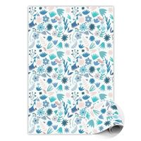 DecorTapis Tapis en vinyle - 60x90 cm fleurs de pré bleu