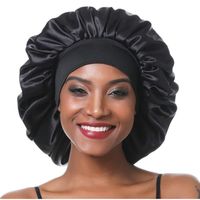 Nouveau Noir Sommeil Chapeau Nuit Sommeil Cap Des Cheveux Bonnet De Nuit En Satin Pour Les Femmes