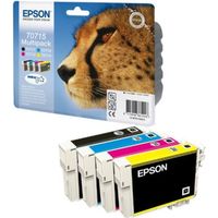 Cartouches d'encre Epson T0715 Guépard - Pack de 4 - DURABrite Ultra Noir, Cyan, Magenta, Jaune