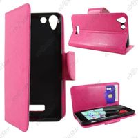 ebestStar Housse Portefeuille Coque Etui support Folio Wiko SELFY 4G, Rose +Film