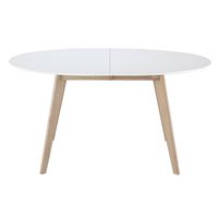 Table extensible ovale blanche et bois clair - Miliboo - Leena - Scandinave - Moderne