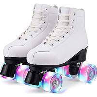 Patins à roulettes - Roller Chaussure Quad avec Roues LED - Blanc - Adulte - Loisir