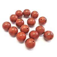 Perle En Pierre Naturelle - Jaspe Rouge, Forme Boule 14mm, Gros Trou De 3mm - Neuf