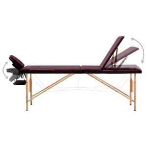 TABLE DE MASSAGE - TABLE DE SOIN Akozon Table de massage pliable 3 zones Violet vin - 7891450775234