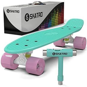 SKATEBOARD - LONGBOARD Skatro - Mini Cruiser Skateboard. 22x6inch Retro Style Plastic Board Comes Complete. Model: Mint Bliss