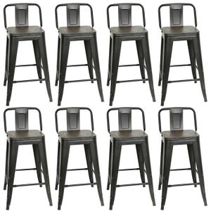 30 x 30 x 76 cm JEOBEST Lot de 4 Tabouret de Bar Design Industriel Jardin Int/érieur et Ext/érieur Tabourets en M/étal Empilables pour Bars Noir Cuisine Bistro Tabouret Industriel Haut