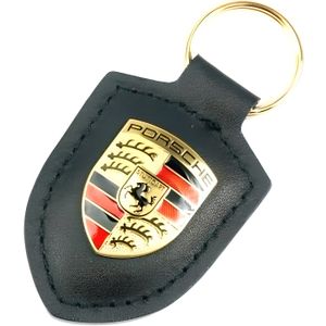PORTE-CLÉS Porte clés Porsche Noir Cuir GENUINE OEM - Keychai