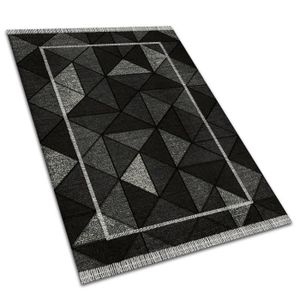 TAPIS D’EXTÉRIEUR Tapis d'extérieur en vinyle noir 120x180cm - Effet Triangle 3D